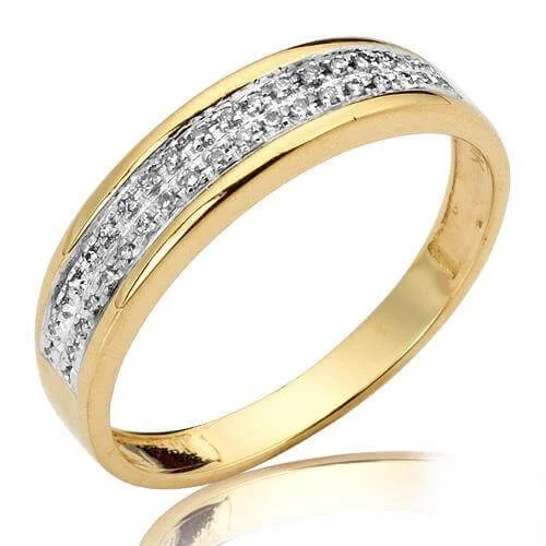 women’s wedding rings-10KY 0.11CTW MICROPAVE 2-ROW BAND