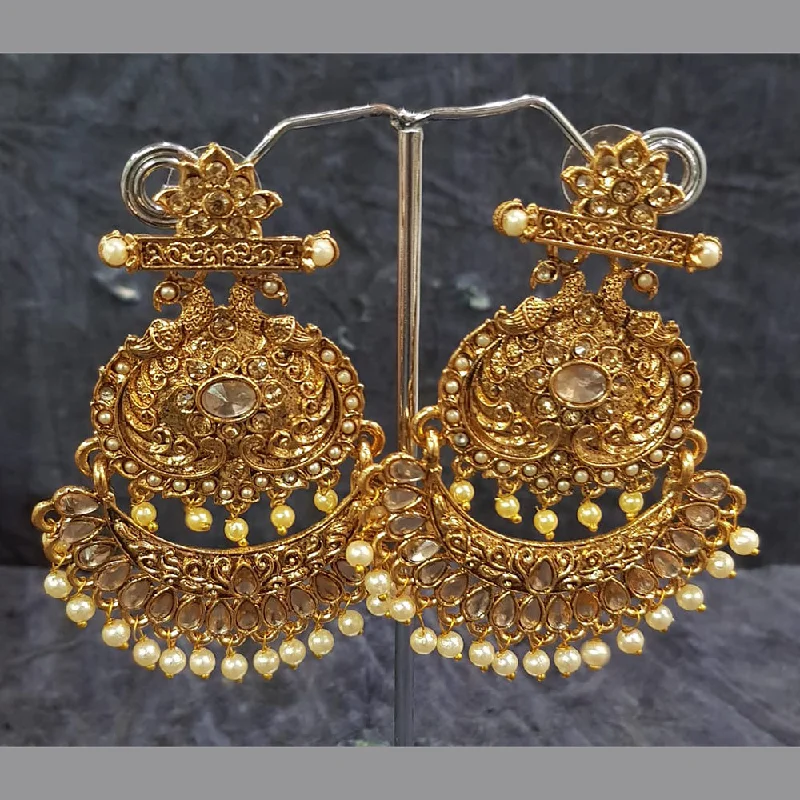 women’s bridal drop earrings-Shreeji Gold Plated Crystal Stone Dangler Earrings