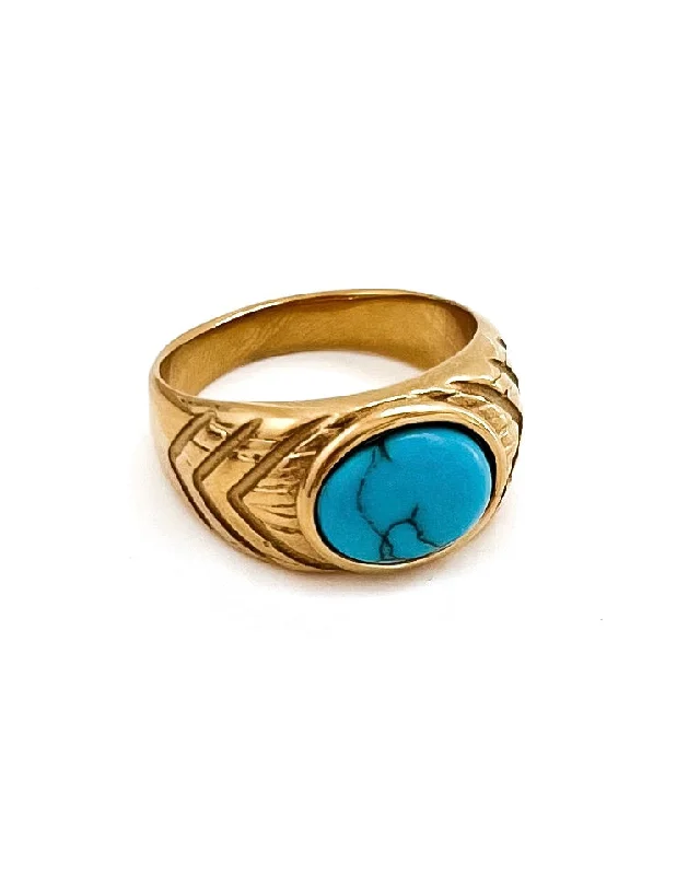 women’s luxury wedding rings-Ria Turquoise Stone Gold Ring