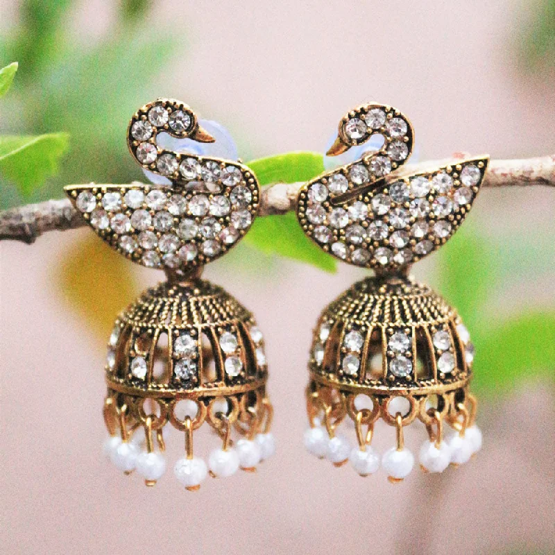 women’s cubic zirconia earrings-H K Fashion Gold Plated Austrian Stone Jhumki Earrings