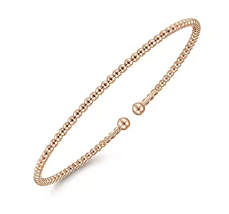 women’s polished bangles-Split 14K Rose Gold Beaded Bujukan Bangle