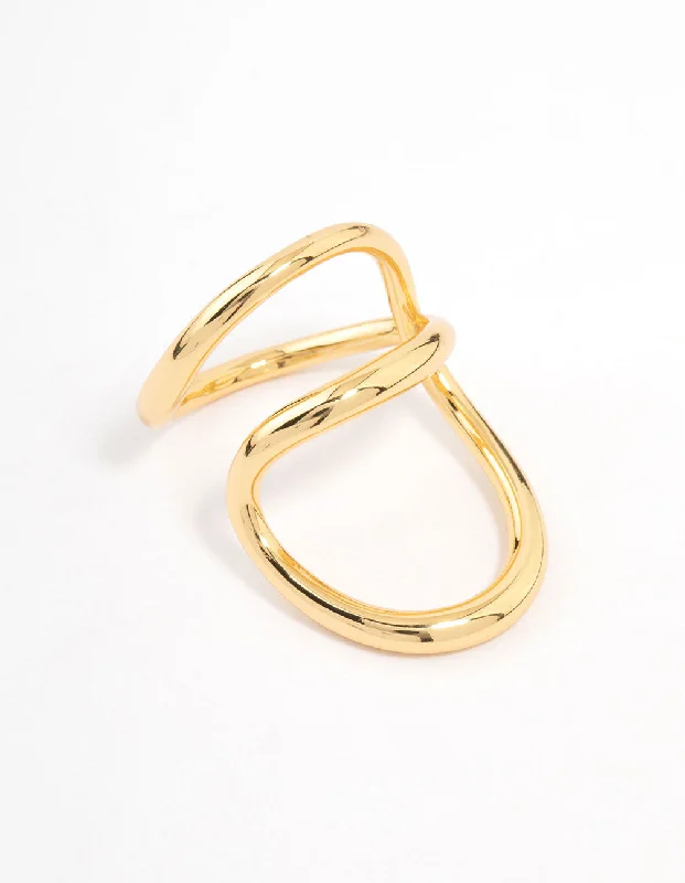 women’s art deco rings-Gold Plated Elongated Wrap Ring