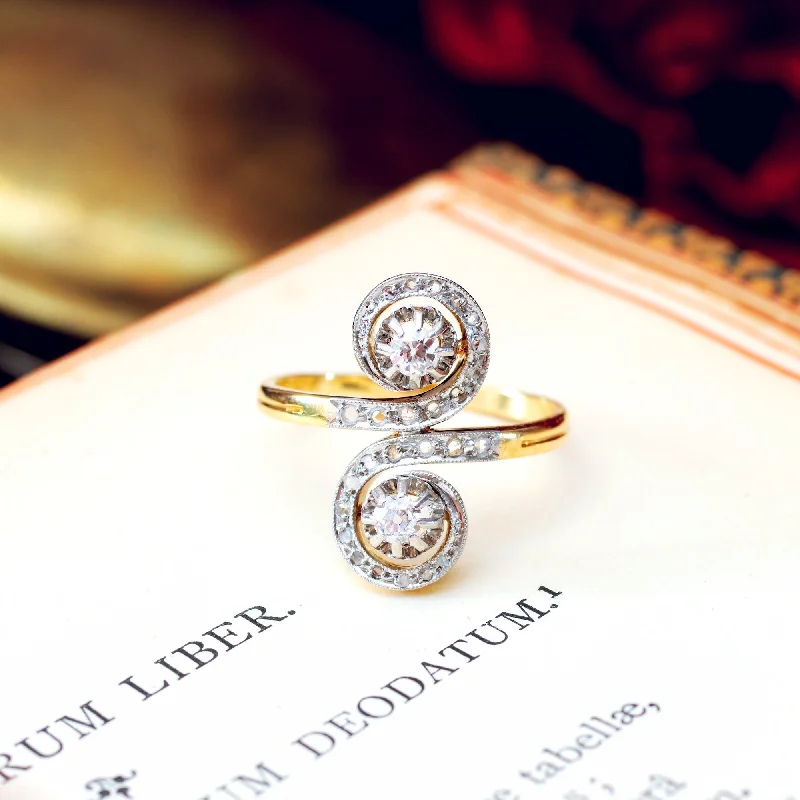 women’s antique engagement rings-Antique 'Twin Galaxies' Diamond Ring