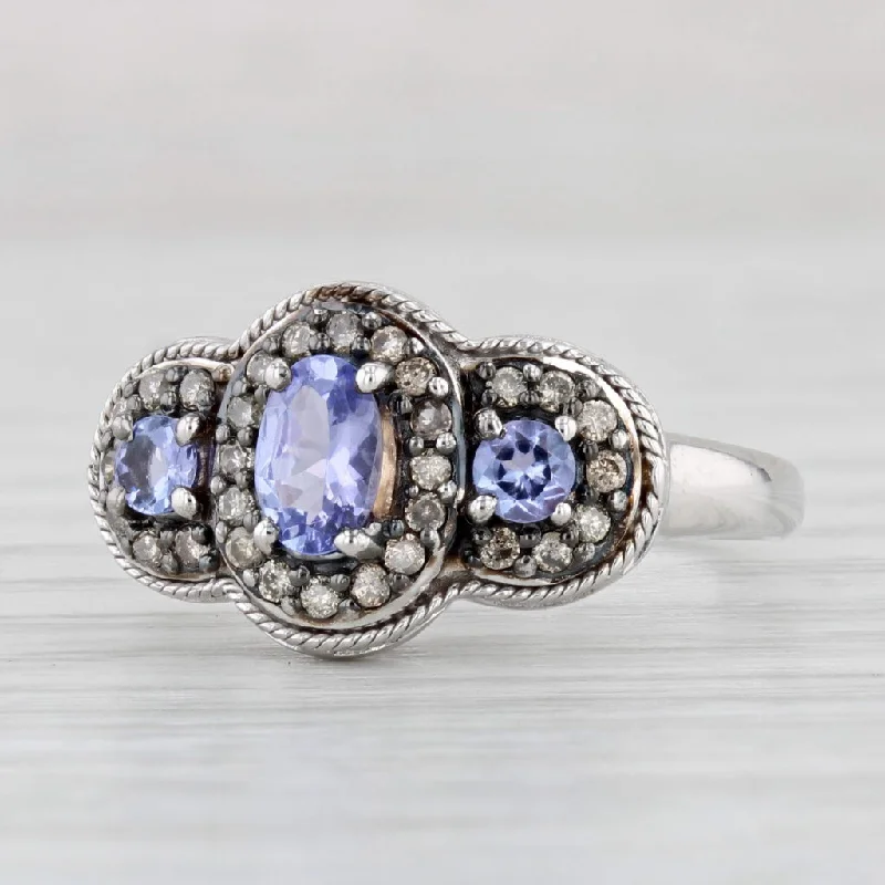 women’s colored stone engagement rings-1.07ctw Tanzanite Diamond Ring 14k White Gold Size 8