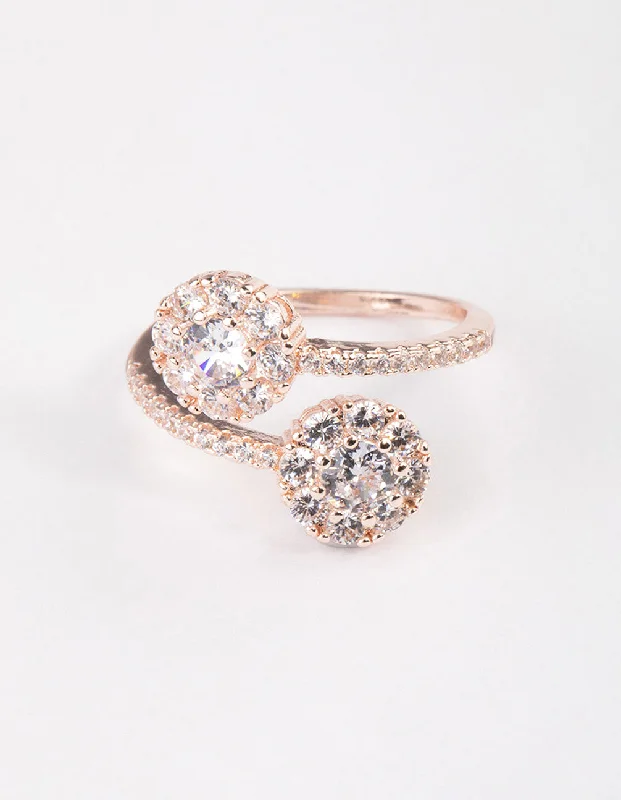 women’s silver engagement rings-Rose Gold Round Double Wrap Ring