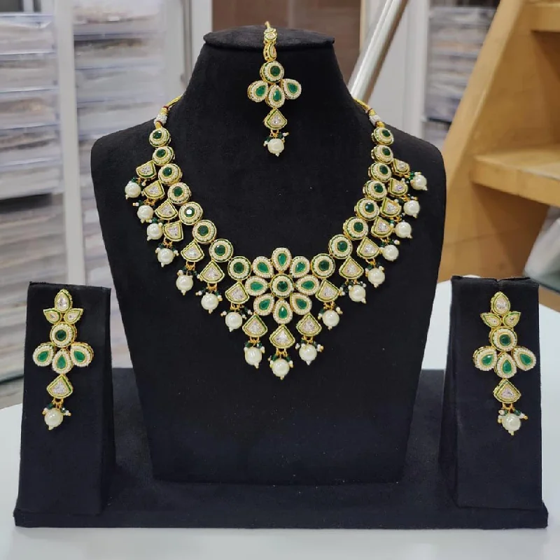 women’s infinity necklaces-Kavita Art Gold Plated Polki Kundan Choker Necklace Set