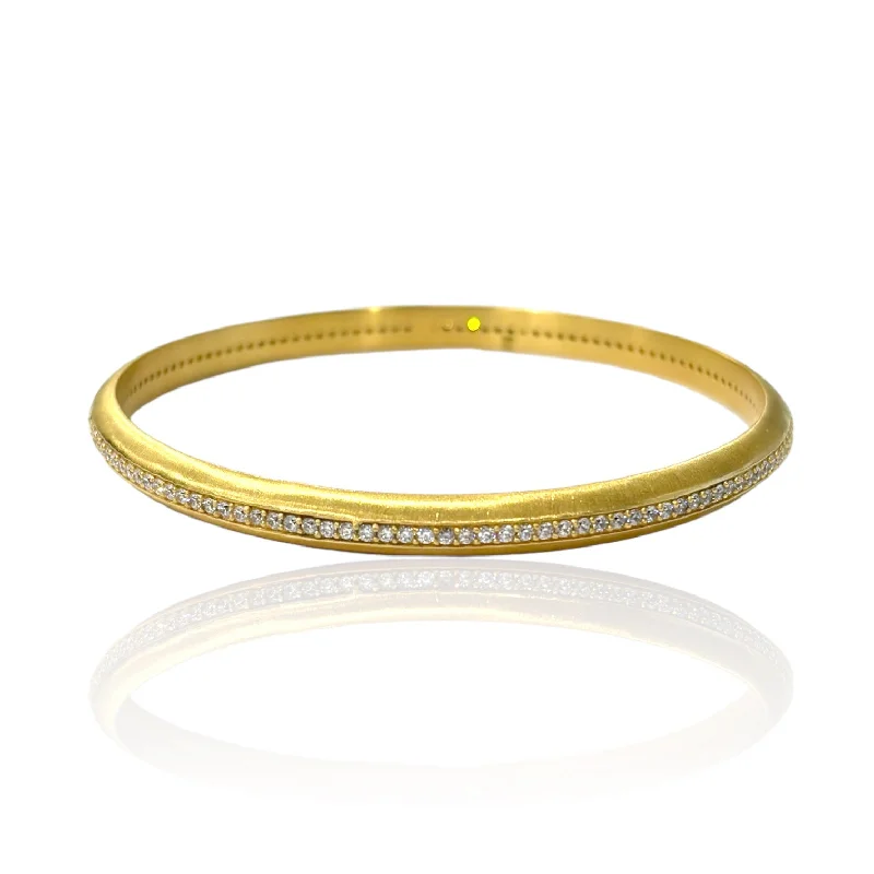 women’s polished bangles-GOLD TRINITY PAVE BANGLE