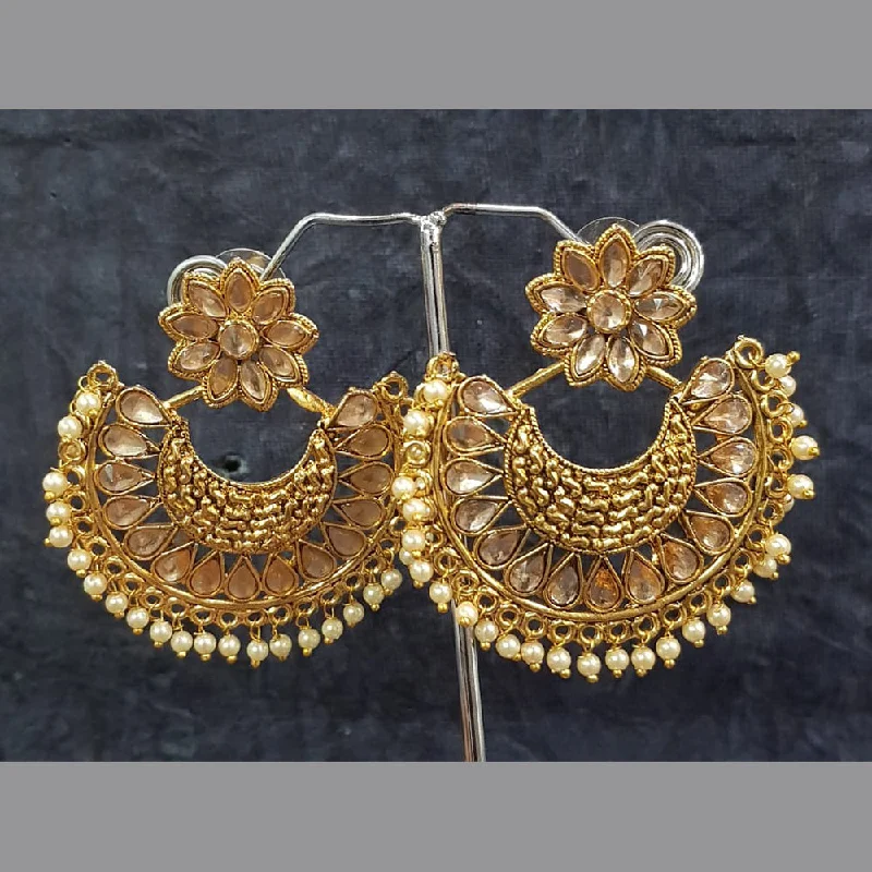 women’s long earrings-Shreeji Gold Plated Crystal Stone Dangler Earrings