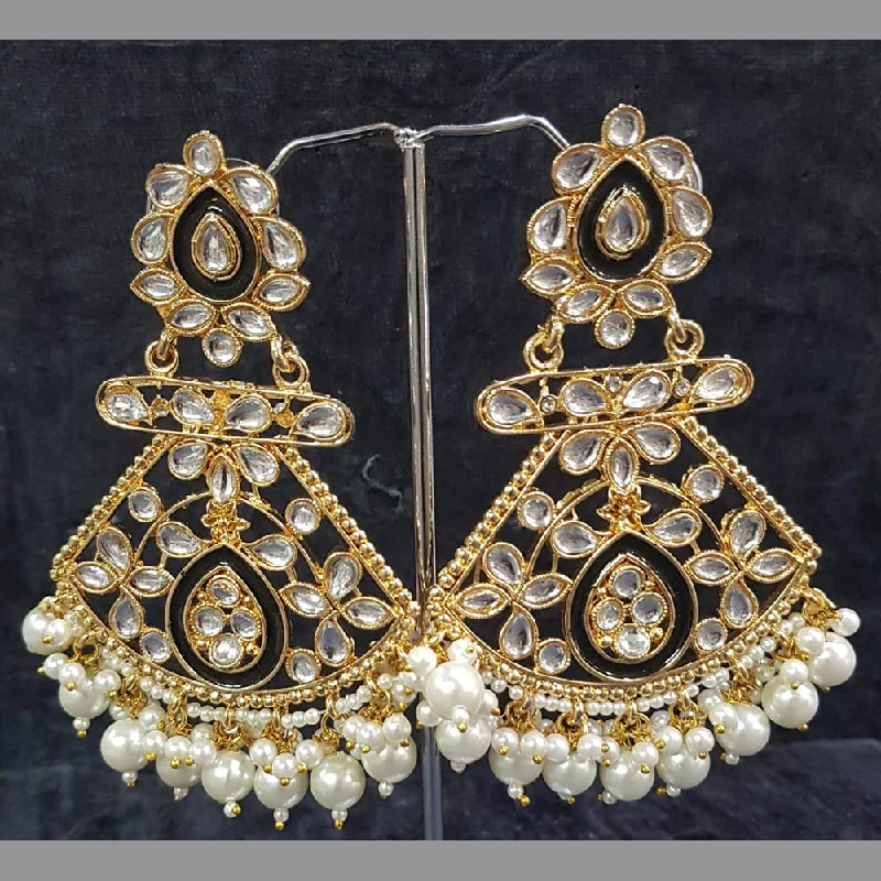 women’s fancy earrings-Shreeji Gold Plated Kundan Stone Dangler Earrings