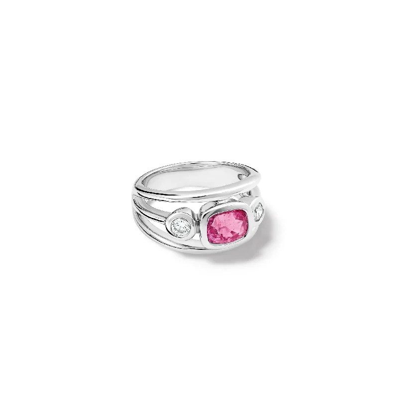 women’s designer rings-Aeneus Ring 18ct White Gold - Pink Sapphire & Diamond