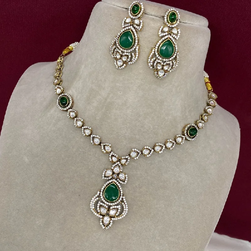 women’s diamond pendant necklaces-Amoliya Jewels Brass Polki Kundan Designer Necklace Set