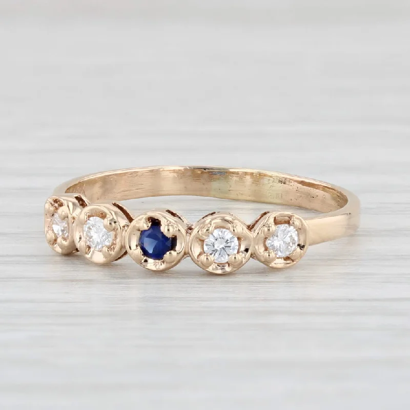 women’s halo engagement rings-0.18ctw Blue Lab Created Sapphire Diamond Ring 10k Yellow Gold Size 8.5 Stackable