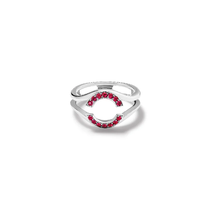 women’s stackable rings-Aster Embrace Ring 18ct White Gold - Ruby