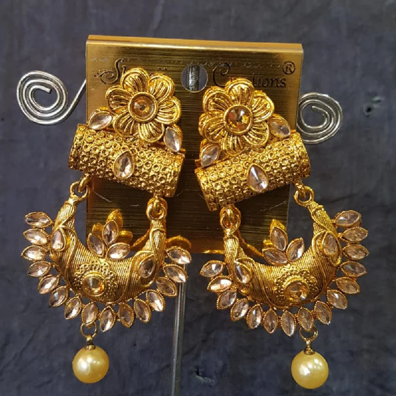 women’s luxurious earrings-Shreeji Gold Plated Crystal Stone Dangler Earrings