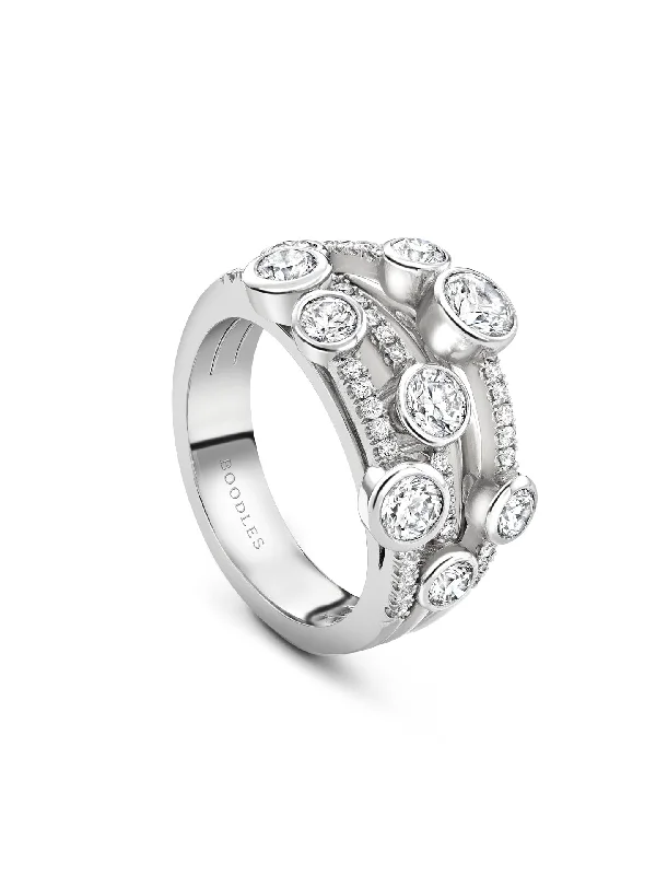 women’s nature-themed engagement rings-Waterfall Classic Platinum Diamond Ring