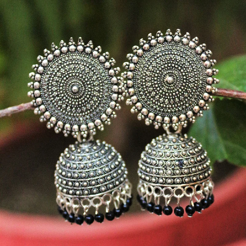 women’s diamond hoop earrings-H K Fashion  Silver Plated Beads Jhumki Earrings