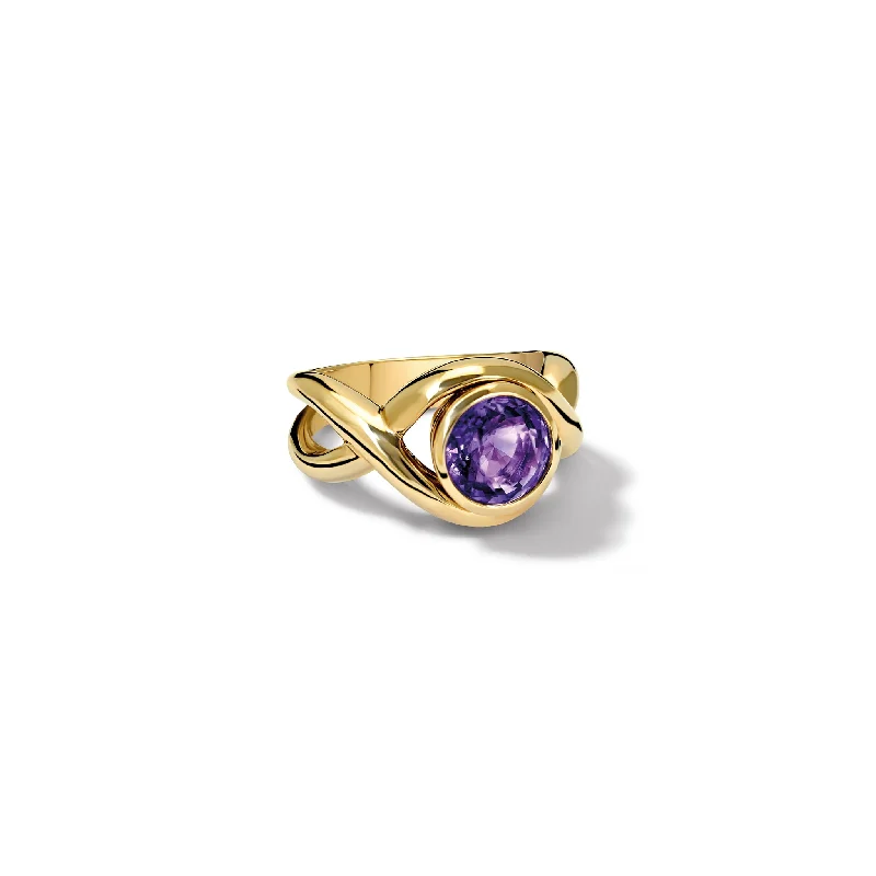 women’s signet rings-Severine Small Ring Yellow Gold - Amethyst