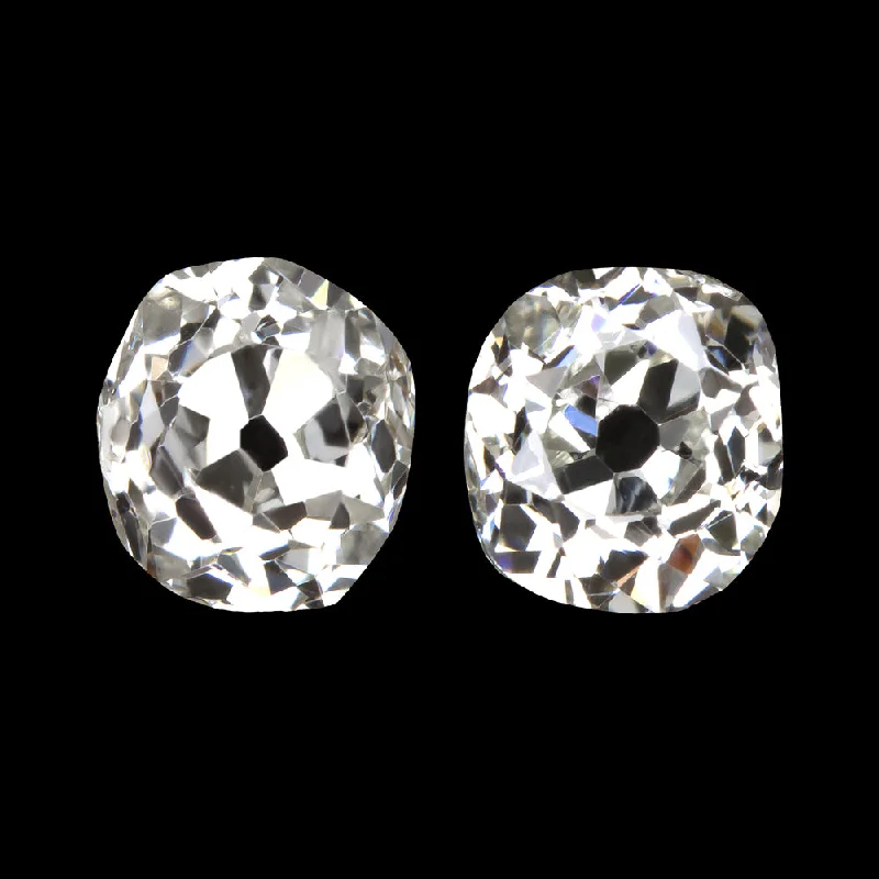 women’s minimalist earrings-0.79ct OLD MINE CUT DIAMOND STUD EARRINGS J-K VS1-SI2 NATURAL LOOSE ANTIQUE PAIR