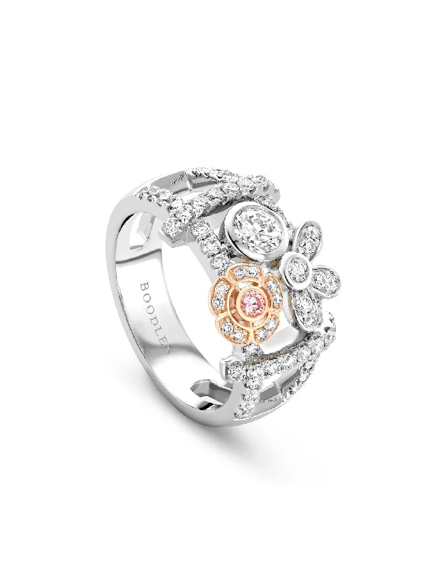 women’s two-tone engagement rings-Secret Garden Pink and White Diamond Ring