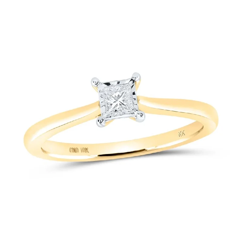 women’s heirloom engagement rings-Princess Cut Miracle Solitaire Diamond Ring 10K Gold