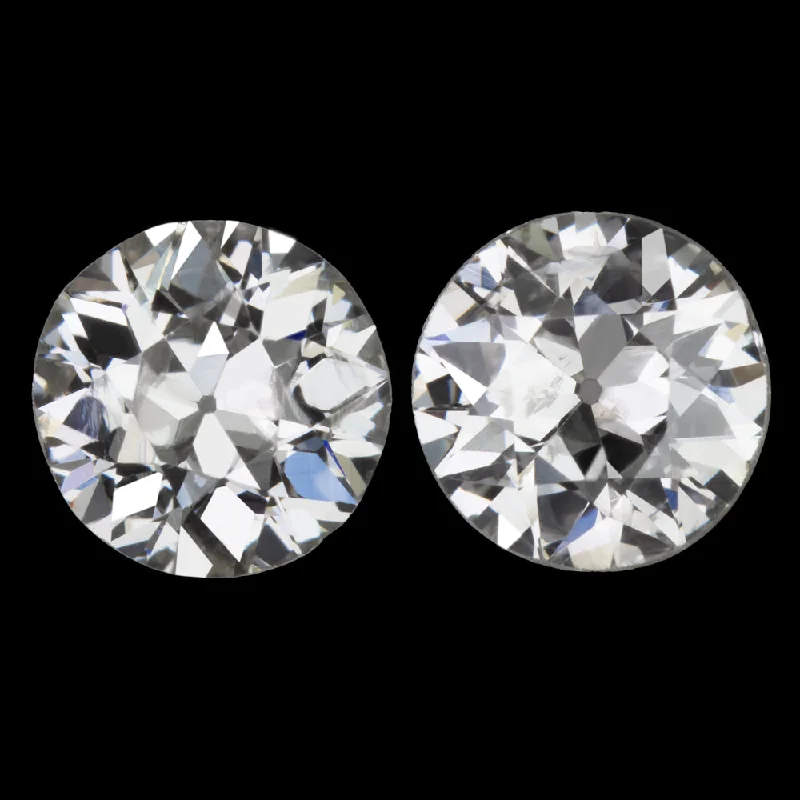 women’s simple earrings-0.80c OLD EUROPEAN CUT DIAMOND STUD EARRINGS G-H SI VINTAGE MATCHING PAIR ESTATE