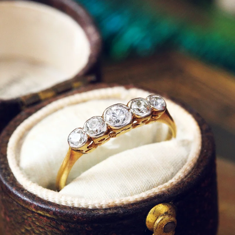 women’s unique engagement rings-Lovesome Vintage Five Stone Diamond Ring