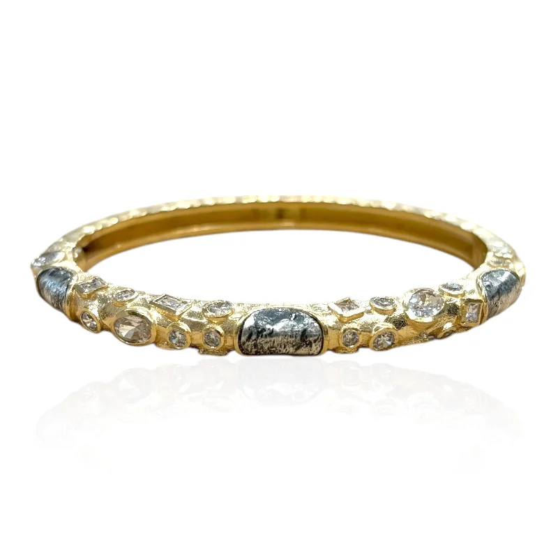 women’s engraved silver bracelets-GOLD ENZO BANGLE