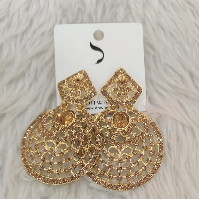 women’s twirl earrings-Dhwani Gold Plated Austrian Stone Dangler Earrings