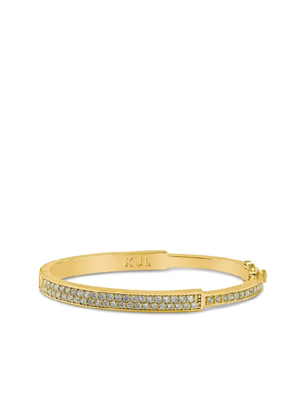 women’s rose gold bracelets-Pave CZ Hinged Bangle