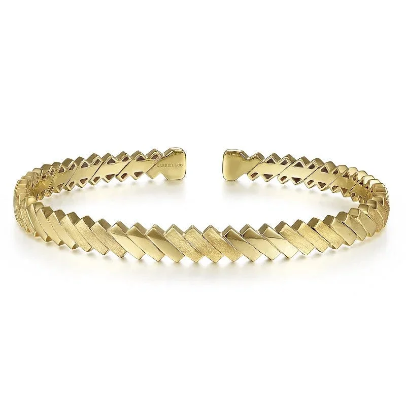 women’s lucky charm bracelets-14K Yellow Gold Plain Demure Bangle