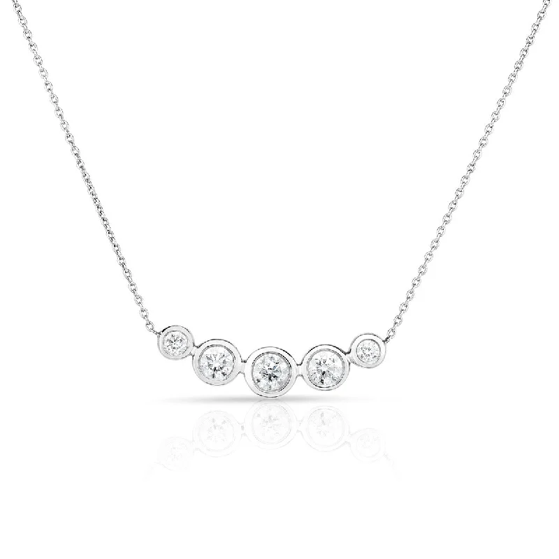 women’s gemstone necklaces-Five Diamond Bezel Necklace