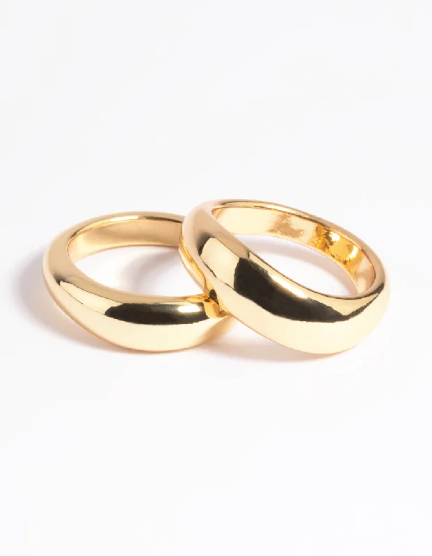 women’s halo engagement rings-Gold Plated Ring Set