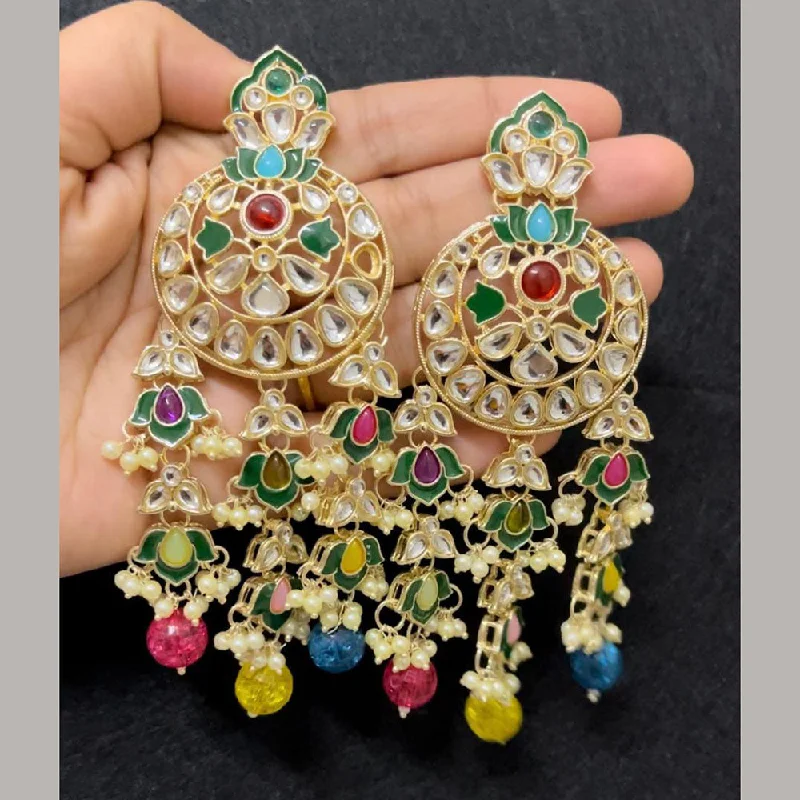 women’s birthstone earrings-ShringarStreet Gold Plated Kundan Stone And Pearl Dangler Earrings