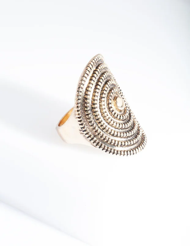 women’s matching rings-Antique Gold Textured Ring