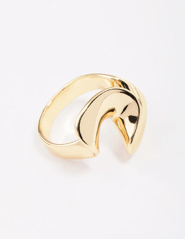 women’s gold rings-Gold Plated Metal Twisted Ring