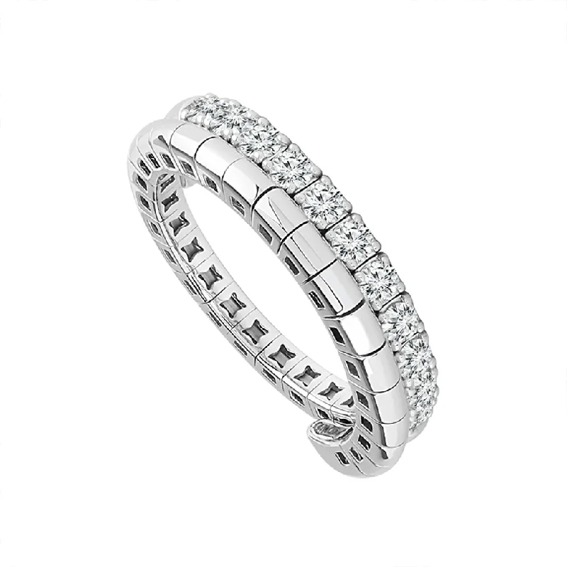 women’s square diamond engagement rings-14K White Gold Flexie Diamond Ring