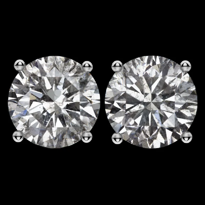 women’s silver earrings-2.06ct VERY GOOD CUT NATURAL DIAMOND STUD EARRINGS ROUND BRILLIANT PAIR 2 CARAT