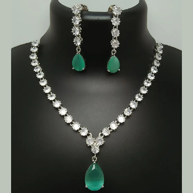 women’s layered necklaces-Manisha Jewellery Silver Plated Crystal Stone Necklace Set