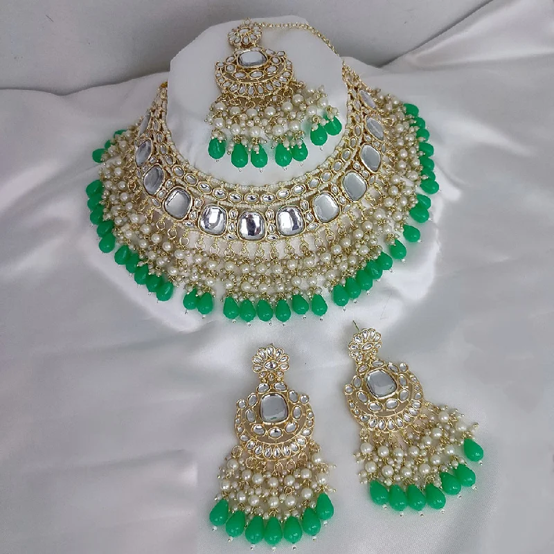 women’s delicate gold necklaces-Manisha Jewellery Gold Plated Kundan Pearl Choker Necklace Set