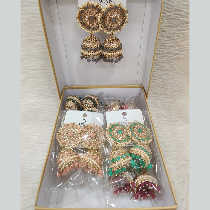 women’s stud earrings-Dhwani Gold Plated Crystal Stone Jhumki Earrings (Assorted Color)