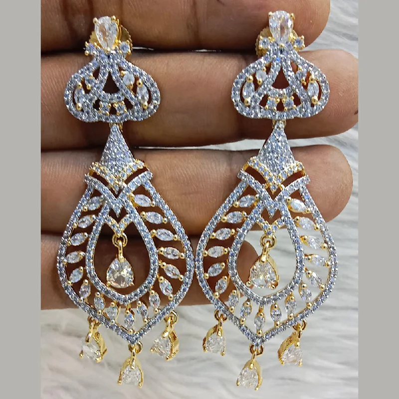 women’s crystal earrings-Jain Jewellers Gold Plated AD Dangler Earrings