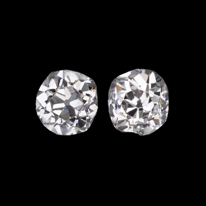 women’s gold dangle stud earrings-0.59ct OLD MINE CUT DIAMOND STUD EARRINGS I-J VS2-SI1 PAIR ANTIQUE PAIR ESTATE