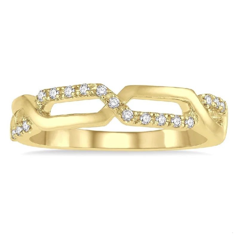 women’s elegant sapphire engagement rings-14K Yellow Gold Paperclip Stackable Diamond Ring