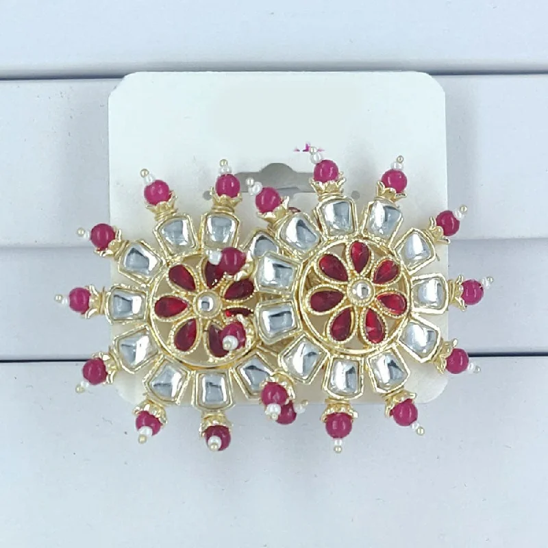 women’s hoop earrings-Corbeda Fashion Gold Plated Kundan Stone Stud Earrings