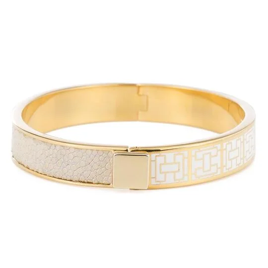 women’s luxurious bangles-Corfu White Beige