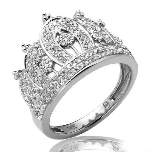 women’s gold rings-14KW 0.50CTW DIAMOND LADIES CROWN RING