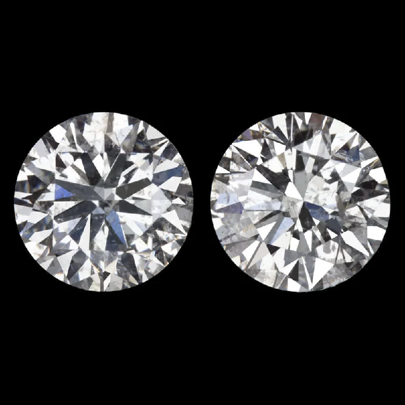 women’s ear cuffs-2.11ct EXCELLENT CUT E-F SI DIAMOND STUD EARRINGS ROUND BRILLIANT MATCHING PAIR