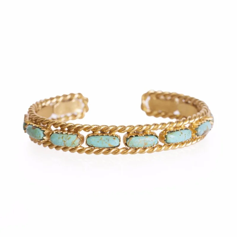 women’s wedding bracelets-Cable Bangle - Turquoise