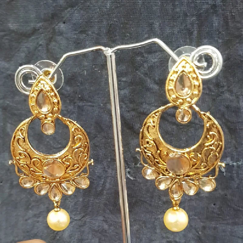 women’s ethnic earrings-Shreeji Gold Plated Crystal Stone Dangler Earrings