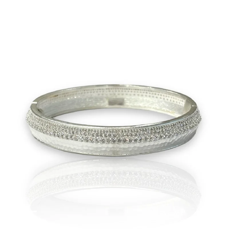 women’s statement bangles-SILVER PAVE NOMA BANGLE